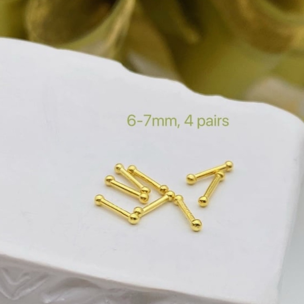 Gold Silver Nose Studs 4 Pairs